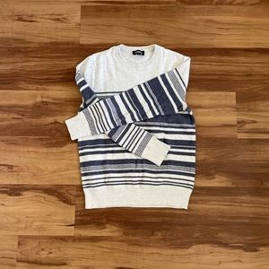 Express white sweater with blue lines, small